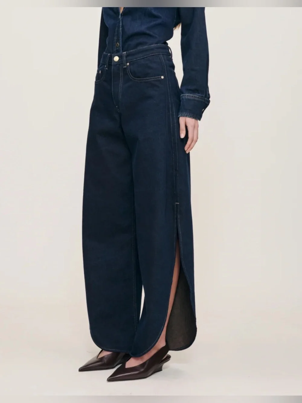 Dl1961 barrel Dark Indigo Wide-Leg Jeans citizens of humanity agolde mother ruti